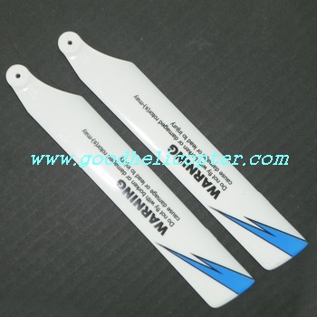 wltoys-v977 power star 1 brushless motor helicopter parts main blades (white-blue color) - Click Image to Close